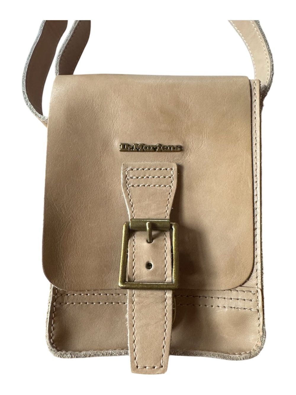 Dr. Martens Cream/Neutral Leather crossbody Satchel with Brass Hardware